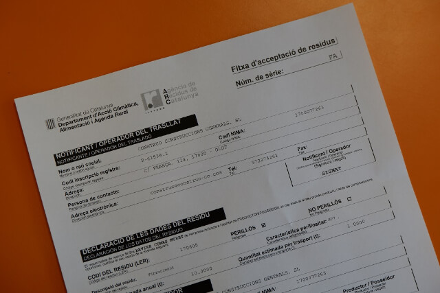 Fitxa de solicitud de recollida d'amiant al ARC