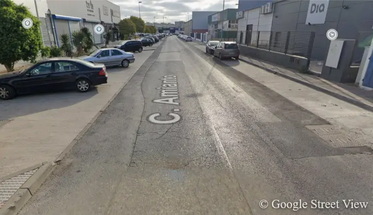 Imagen de Google Street View de la calle amianto en Jerez de la frontera